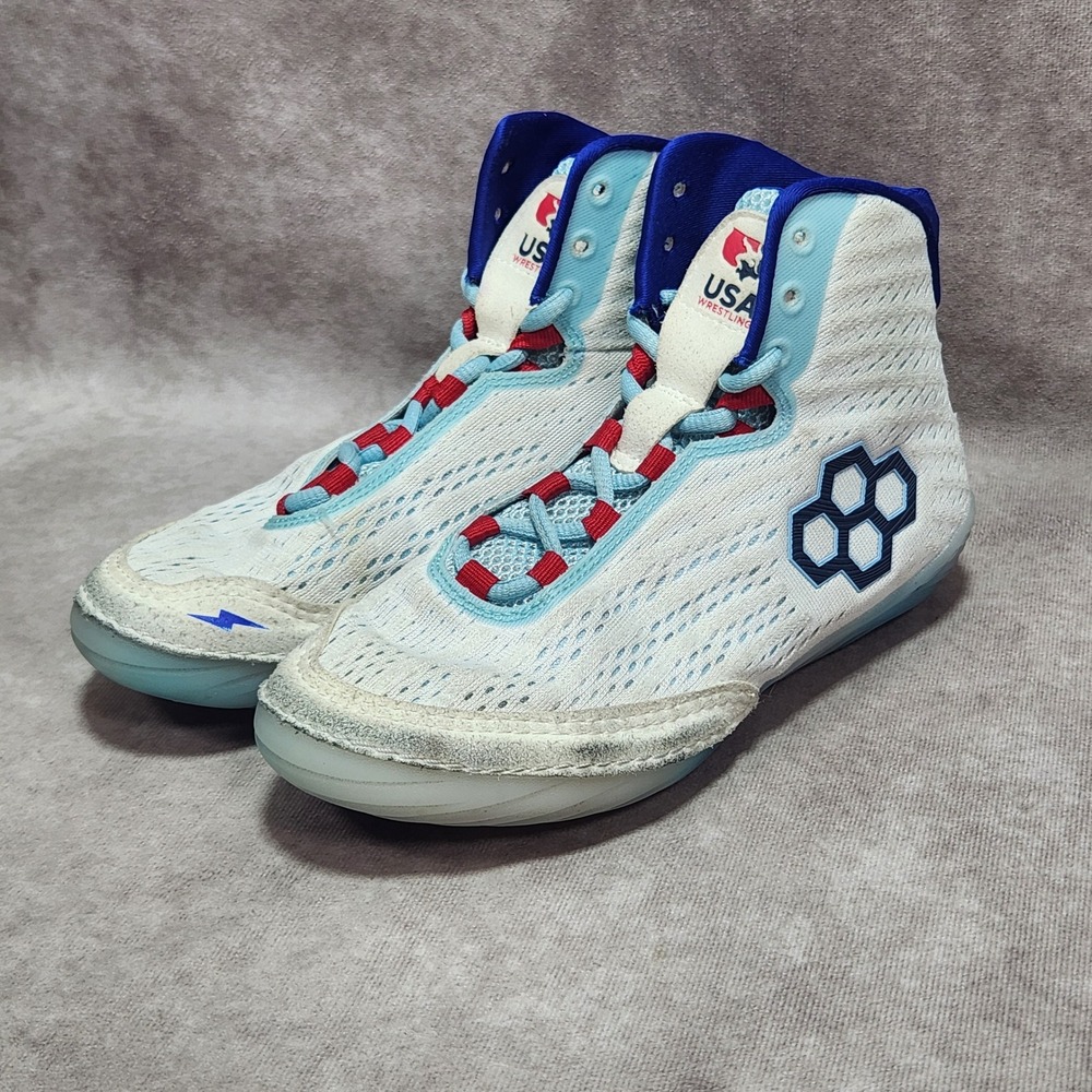 Rudis Sarah Hildebrandt USA Wrestling Shoes White Blue Red Kids 5Y Womens 6.5